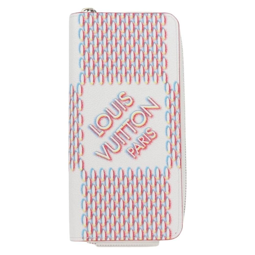 Louis Vuitton Damier Azur Spray Zippy Wallet Vertical Long White